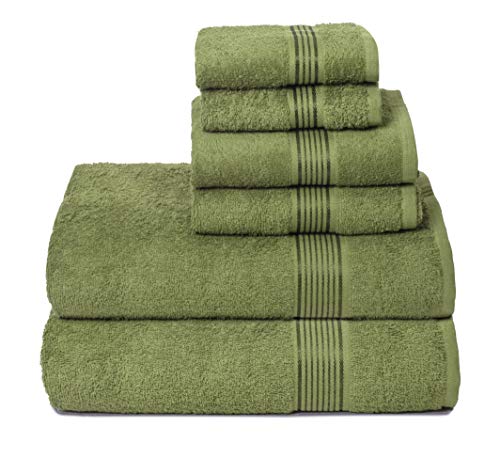 Belizzi Home Cotton Towel Set - Ultra Soft, Quick Dry, 100% Natural - 6 Pieces, Kiwi Green