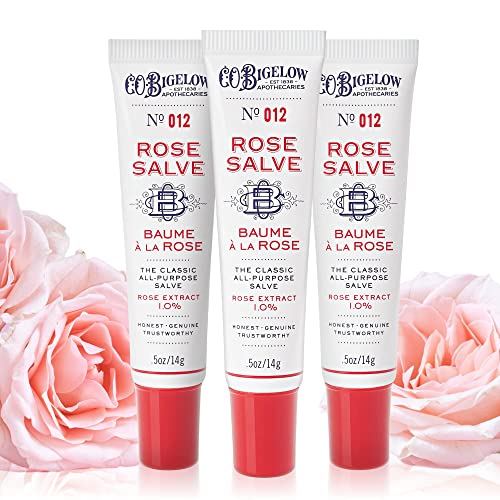 C.O. Bigelow Rose Salve Lip Balm - Hydrates Chapped Lips, Natural Ingredients - 3 Pack
