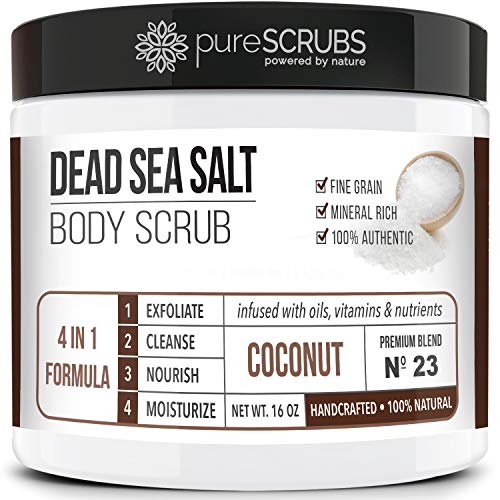 pureSCRUBS Body Scrub Set - Exfoliate, Cleanse & Nourish, Includes Wooden Spoon & Loofah - 16oz