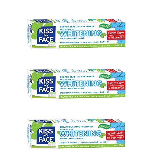 Kiss My Face Gel Toothpaste - Whitening, Vegan Formula with Tea Tree, Pack of 3 - 13.5oz