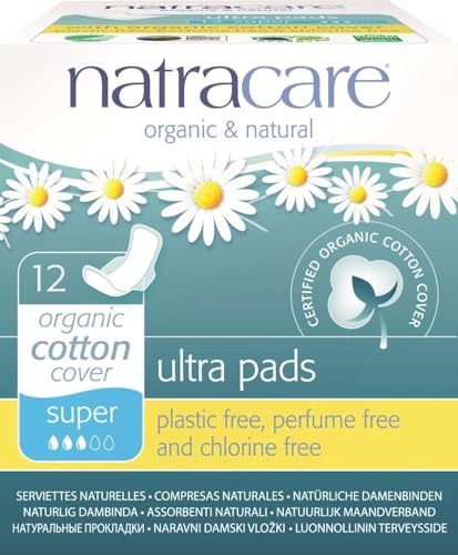 Natracare Menstrual Pads - Super Absorption, Organic Cotton, Biodegradable - 12ct (Pack of 2)