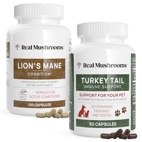 Real Mushrooms Lion's Mane & Turkey Tail - Cognitive Boost & Immune Support - 120ct, 90ct