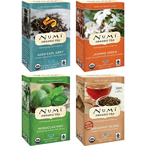 Numi Organic Tea Variety Pack - Premium Blends, USDA Organic, Fair Trade - 18 Count Box of 4