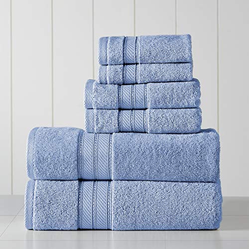 Modern Threads Towel Set - Super Absorbent 100% Combed Cotton, Plush & Quick Dry - 6 Pieces, Blue