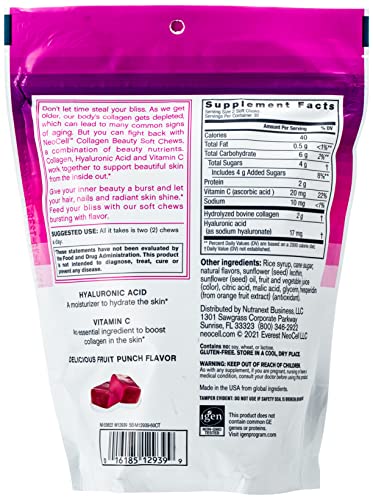 NeoCell Beauty Burst Collagen Chews - High Absorption for Skin, Hair & Nails - Chocolate Mint, 60ct