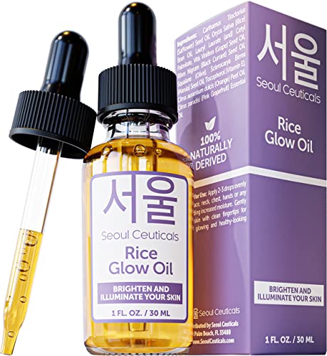 SeoulCeuticals Rice Bran Face Oil - Hydrating Glow with Squalane & Vitamin E - 1oz
