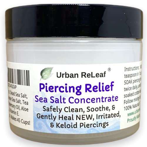 Urban ReLeaf Piercing Relief Sea Salt Aftercare - Clean, Soothe, Calm Irritated Piercings - 45 Cups