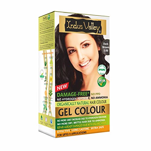 Indus Valley Natural Organic Hair Dye - 100% Gray Coverage, Ammonia-Free, Vegan - Dark Brown 200ml