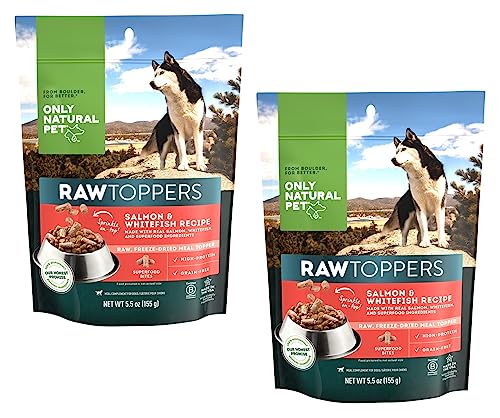 Only Natural Pet Raw Toppers - Protein-Rich Salmon & Whitefish, Grain-Free, 5.5oz Bag 2 Pack