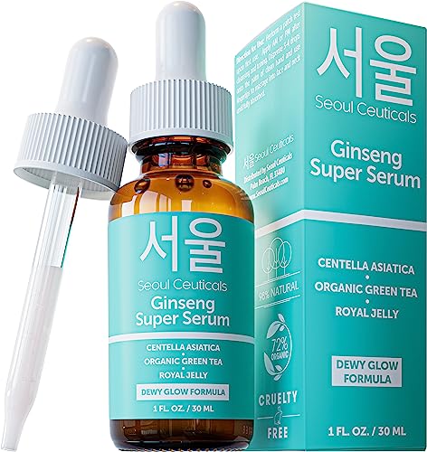 SeoulCeuticals Ginseng Face Serum - Hydrating, Anti-Aging with Green Tea & Centella - 1oz