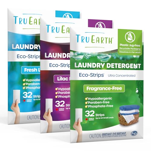 Tru Earth Laundry Detergent Sheets - Gentle on Skin, Travel-Friendly, 96 Sheets for 192 Loads