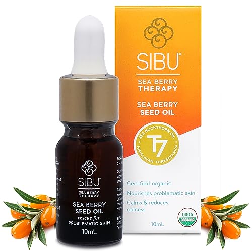 Sibu Premium Sea Buckthorn Seed Oil - Reduces Redness & Breakouts, USDA Organic - 10ml