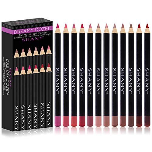 SHANY Dreamy Dozen Matte Lip Liner Set - Long-Lasting, Vegan, Non-Toxic - 12 Shades