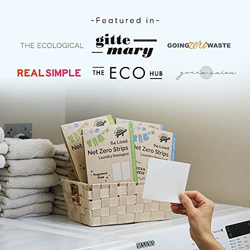 Net Zero Co. Laundry Detergent Sheets - Stain Remover, Gentle on Skin, Fresh Breeze - 64 Strips