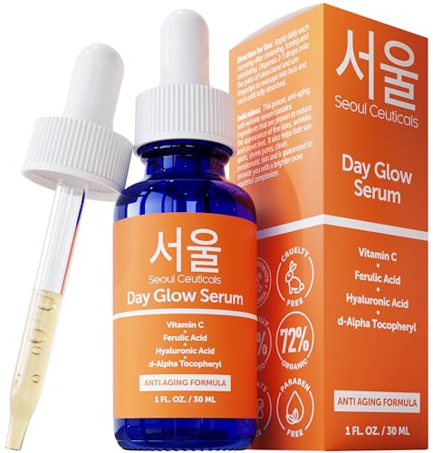 SeoulCeuticals Face Serum - 20% Vitamin C & Hyaluronic Acid for Anti-Aging, 1oz