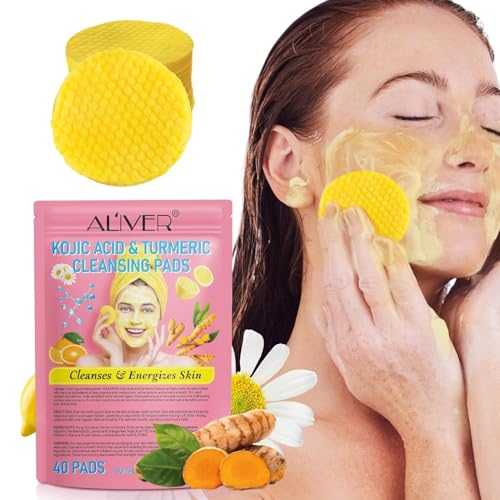 Turmeric Kojic Acid Cleansing Pads - Deep Cleansing, Natural Ingredients, All Skin Types - 40 Count