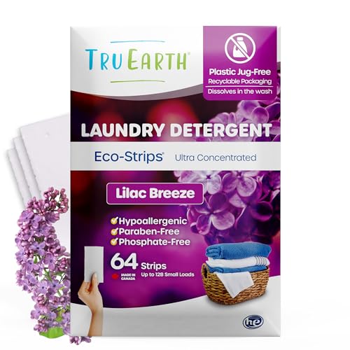 Tru Earth Laundry Detergent Sheets - Gentle on Skin, No Plastic Jugs - Lilac Breeze, 64 Sheets