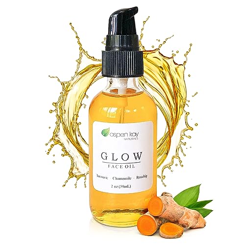 Glow Turmeric & Rosehip Face Oil - Deeply Moisturizes, Plant-Based Ingredients - 2 oz