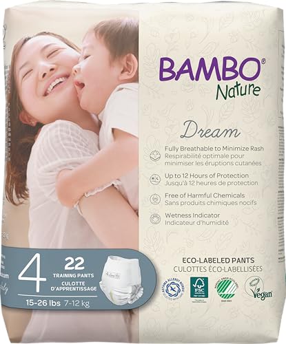 Bambo Nature Diaper Training Pants - Super Absorbent, Chlorine-Free, Breathable - Size 4 (44 Count)