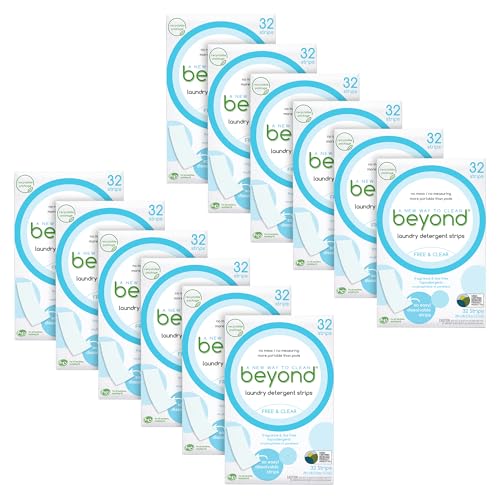 Beyond Laundry Detergent Strips - Free & Clear, Hypoallergenic, Travel-Friendly - 32 Strips