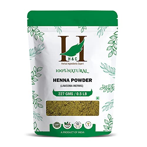 H&C Pure Henna Powder - Natural Hair Color, Shine & Conditioning, Organic Leaves - 227g