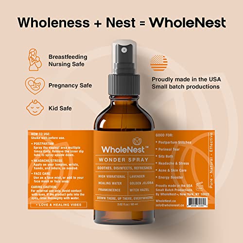 WholeNest Wonder Spray Postpartum Care Set - Natural Pain Relief & Healing for Moms - 8oz