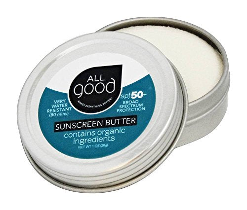 All Good Zinc Butter Sunscreen - Broad Spectrum SPF 50+, Water Resistant, Travel Size - 1 oz