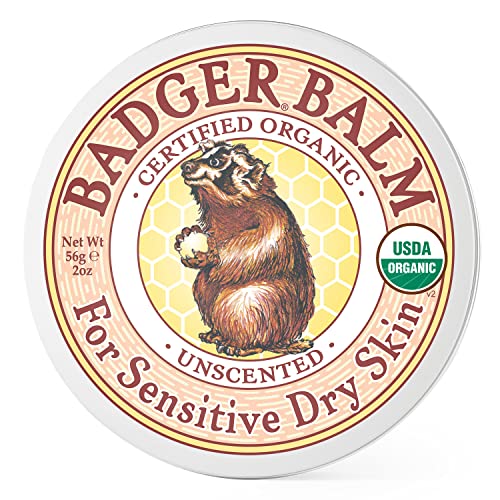 Badger Unscented Dry Skin Balm - USDA Organic Moisturizer for Cracked Skin - 2 oz