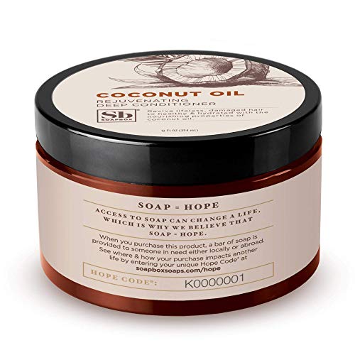 Soapbox Deep Conditioner - Hydrating Coconut Oil Treatment for Curly, Dry Hair, 12 Fl Oz