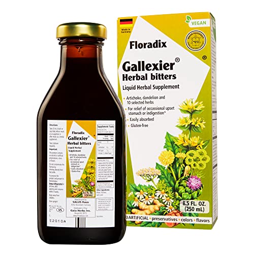 Floradix Gallexier Herbal Bitters - Digestive Support with Artichoke & Turmeric - 8.5 fl oz