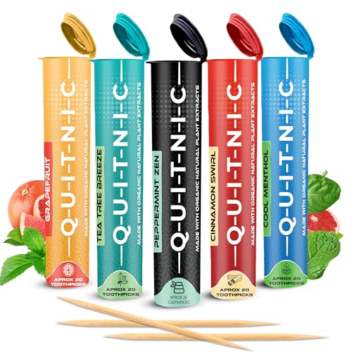 Quit-NIC Flavored Toothpicks - Curb Cravings, Nicotine-Free, Non-GMO, Vegan - 20 Count