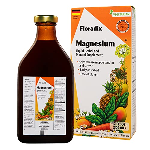 Floradix Magnesium Liquid Supplement - Supports Muscle & Bone Health, Non-GMO, 17 Fl Oz