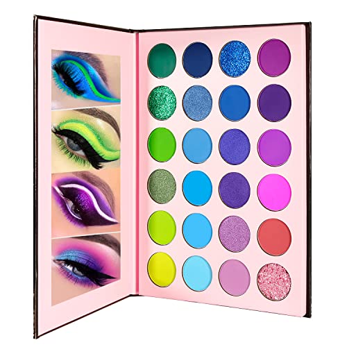 DE’LANCI Eyeshadow Palette - 24 Rich Colors, Waterproof, Vegan & Cruelty-Free - 16 Matte, 5 Shimmer