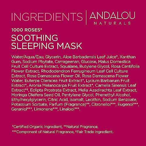 Andalou Naturals Face Mask - Soothing Overnight Treatment with Alpine Rose & Rosewater - 1.7oz