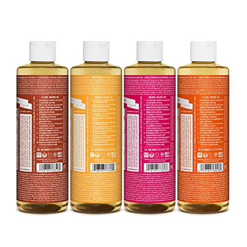 Dr. Bronner's Body Soap Variety Pack - Organic, Fair Trade, No Synthetic Additives - 4x8oz