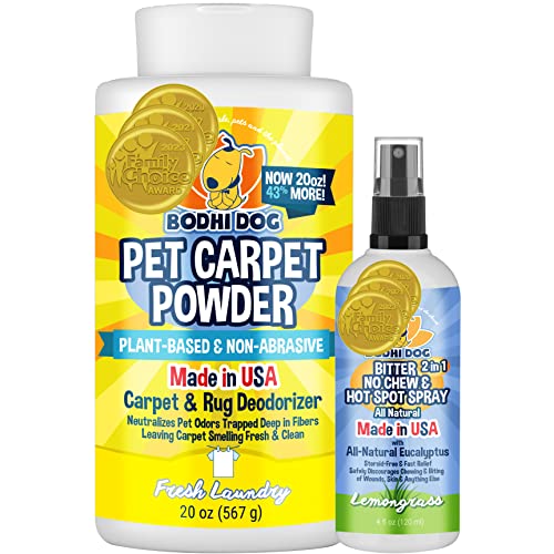 Bodhi Dog Carpet & Upholstery Cleaner - Pet Odor Eliminator, Natural Corn Cob Formula - 20oz