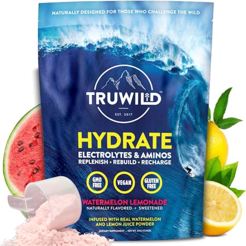 TruWild Hydration Powder Packets - Zero Sugar Electrolytes & Amino Acids, Watermelon Lemonade