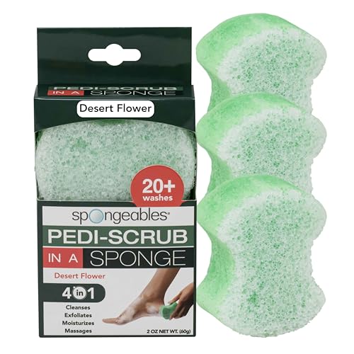 Spongables Foot Care Set - Exfoliating Hydration with Olive Oil & Vitamin E, Desert Flower - 3 Count