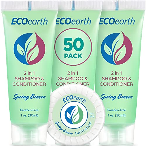 EcoEarth 2-in-1 Shampoo & Conditioner - Refreshing Spring Breeze, Travel Safe - 1oz Bars, 2-Pack