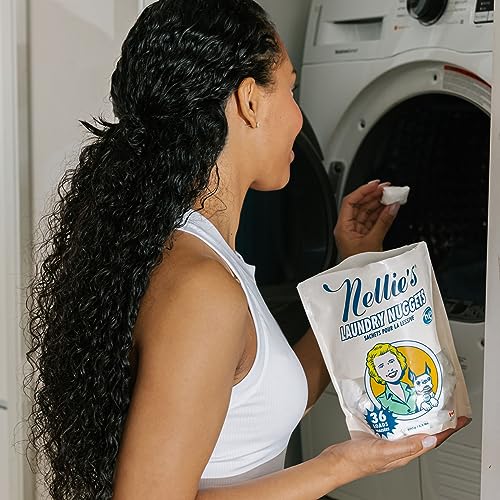 Nellie's Laundry Nuggets - Plant-Based Detergent Pods for Gentle Cleaning, 36 Loads