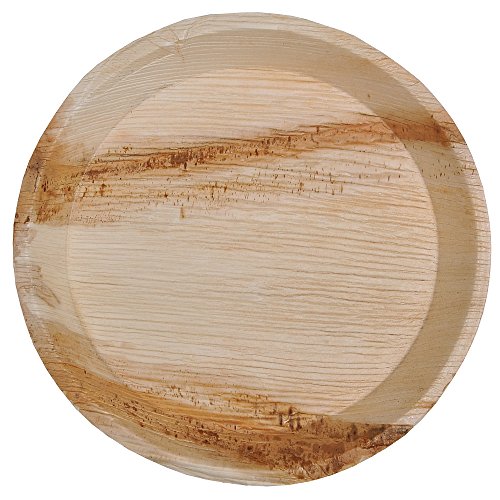 Atmos Green 10" Round Palm Leaf Dinner Plates - 100% Biodegradable, Heavy Duty - 25 Pack