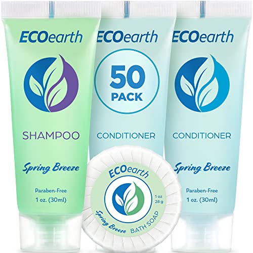 EcoEarth Shampoo & Conditioner Set - Cruelty-Free, Spring Breeze Scent, TSA-Approved - 150 pcs