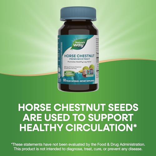 Nature's Way Horse Chestnut Herbal Supplement - Supports Healthy Leg Veins, Vegan - 90 Capsules