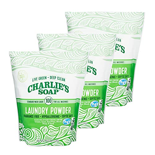 Charlie’s Soap Laundry Powder - Hypoallergenic Deep Clean, EPA Safer Choice Certified - 100 Loads