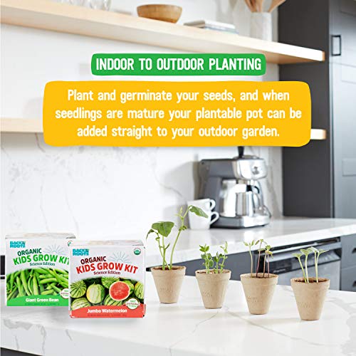 Back to the Roots Kids Plant Grow Kit - Learn Gardening, Organic Seeds, 2pk Bean & Watermelon