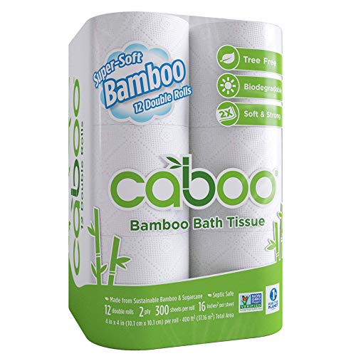 Caboo Personal Cleansing Wipes & Tree-Free Toilet Paper Bundle - Biodegradable, 12 Rolls + 180 Wipes