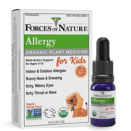 Forces of Nature Allergy Relief for Kids - Organic Multi-Symptom Support, Non-Drowsy - 0.34 Fl Oz