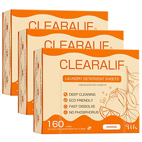 CLEARALIF Laundry Detergent Sheets - Powerful Stain Removal, Gentle on Skin - 80 Count