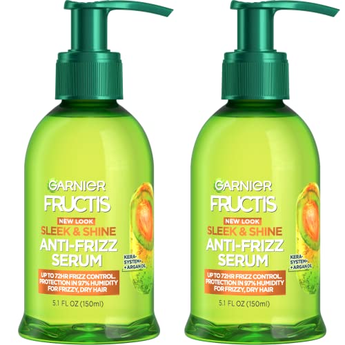 Garnier Fructis Hair Serum - Argan Oil for Smoothness & Shine, Anti-Frizz Treatment - 5.1 Fl Oz