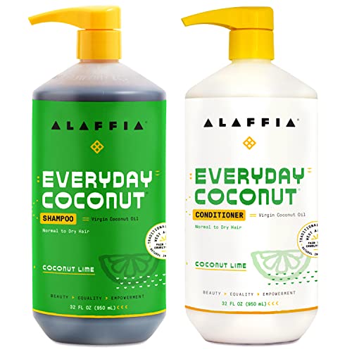 Alaffia EveryDay Coconut Shampoo & Conditioner Set - Hydrates with Fair-Trade Ingredients - 32 Fl Oz